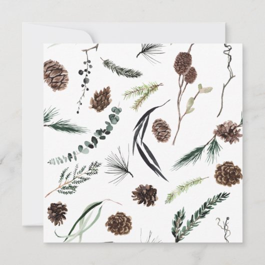 Rustic Dusty Winter Wreath Kerstparty Kaart (Achterkant)