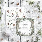 Rustic Dusty Winter Wreath Kerstparty Kaart