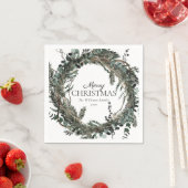 Rustic Dusty Winter Wreath Merry Kerstmis Servet (Insitu)