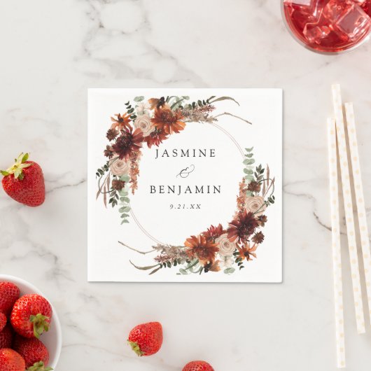 Rustic Earth & Champagne Bloemen Naam v3 Servet (Insitu)