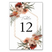 Rustic Earth & Champagne Bloemen Tafelnummer (Voorkant)