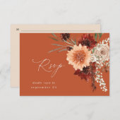 Rustic Earth & Champagne Bloemen w Maaltijd RSVP - (Voorkant / Achterkant)