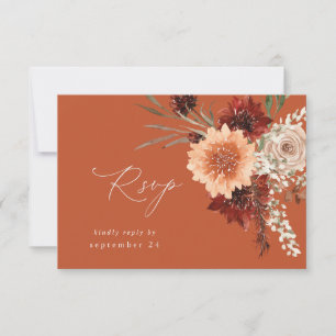 Rustic Earth & Champagne Bloemen w Maaltijd RSVP - Kaartje