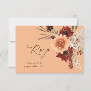 Rustic Earth & Champagne Bloemen w Maaltijd RSVP - Kaartje