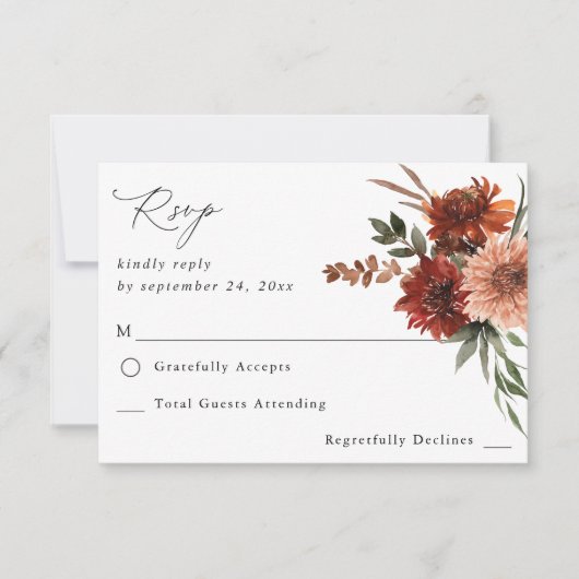 Rustic Earth & Champagne Florals no Meal RSVP 2 (Voorkant)