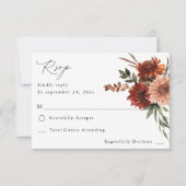 Rustic Earth & Champagne Florals no Meal RSVP 2 Kaartje (Voorkant)