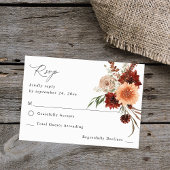 Rustic Earth & Champagne Florals no Meal RSVP Kaartje