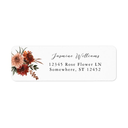 Rustic Earth & Champagne Florals Return Address 2 Etiket (Voorkant)