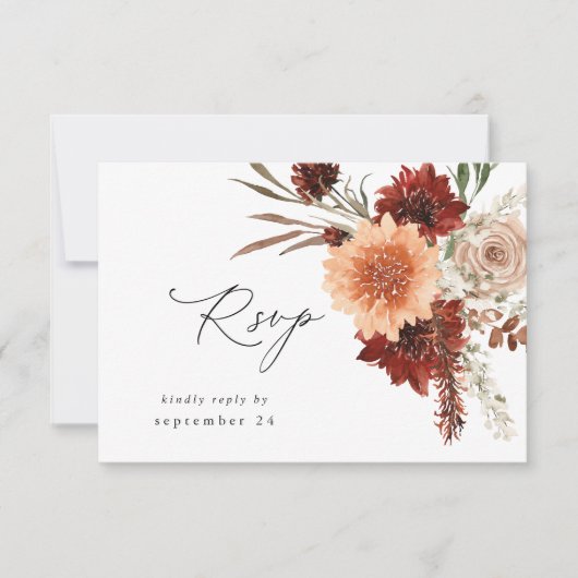 Rustic Earth & Champagne Florals w Meal RSVP (Voorkant)