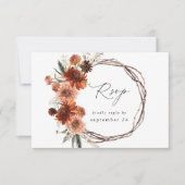 Rustic Earth & Champagne Florals w Meal RSVP 2 Kaartje (Voorkant)