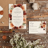 Rustic Earth & Champagne Florals Wedding Kaart