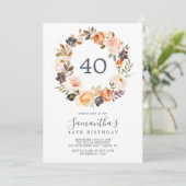 Rustic Earth Florals 40e verjaardag Kaart (Staand voorkant)
