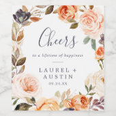 Rustic Earth Florals Cheers Wedding Wine Labels Wijn Etiket (Enkel label)
