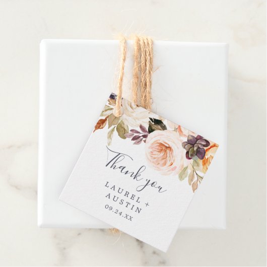 Rustic Earth Florals Dank je Bedankjes Labels (In situ)