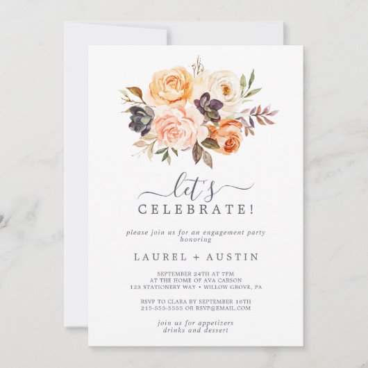 Rustic Earth Florals Laten we vieren Kaart (Voorkant)