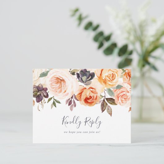 Rustic Earth Florals Menu Keuze RSVP-Briefkaart (Staand voorkant)