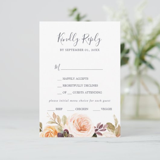 Rustic Earth Florals Menu Keuze RSVP-kaart (Staand voorkant)