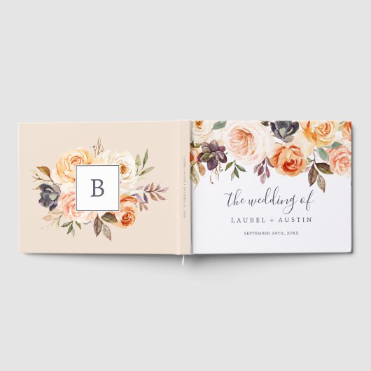 Rustic Earth Florals Monogram Ruwelijk Gastenboek (Volledig)