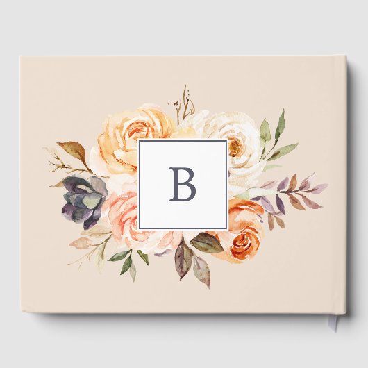 Rustic Earth Florals Monogram Ruwelijk Gastenboek (Achterkant)