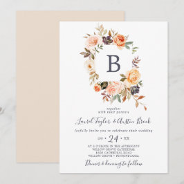 Rustic Earth Florals Monogram Weddenschap Kaart
