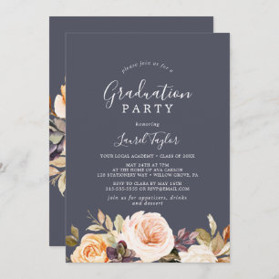 Rustic Earth Florals   Purple Graduation Party Kaart