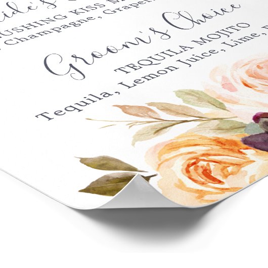 Rustic Earth Florals Signature Drink Sign Poster (Hoek)