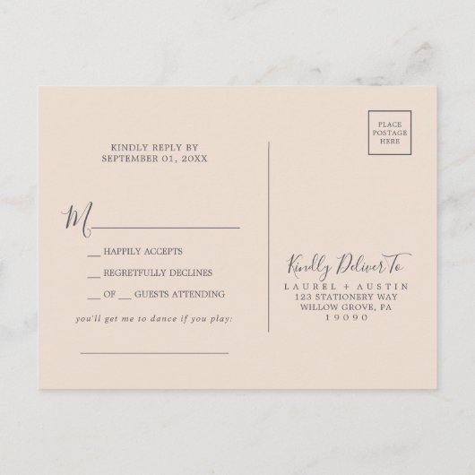 Rustic Earth Florals Song Request RSVP Briefkaart (Achterkant)