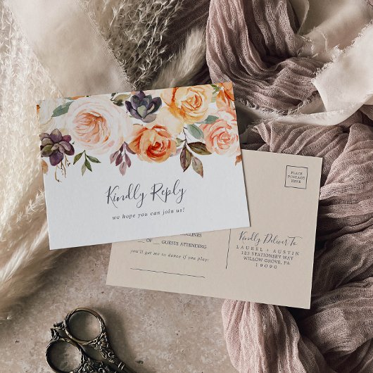 Rustic Earth Florals Song Request RSVP Briefkaart