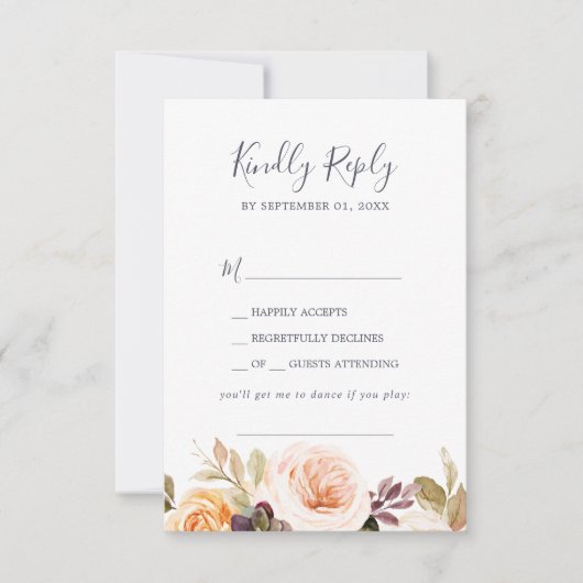 Rustic Earth Florals Song Request RSVP Card (Voorkant)