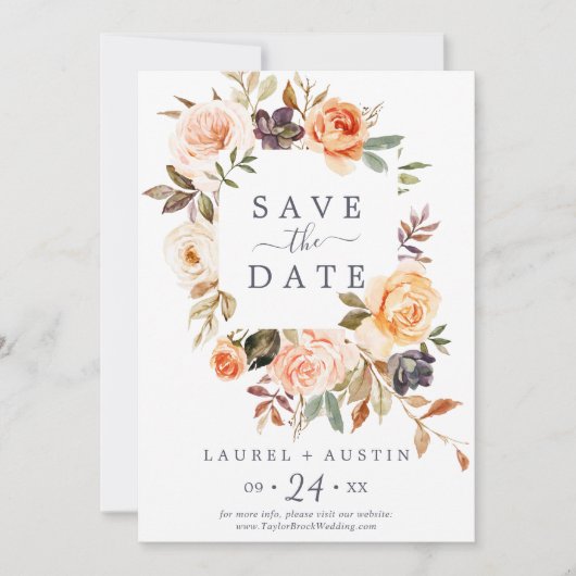 Rustic Earth Florals Sparen de Aankondiging van de (Voorkant)