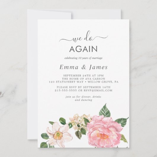 Rustic Earth Florals "We Do Again" Huwelijksbeloft Kaart (Voorkant)