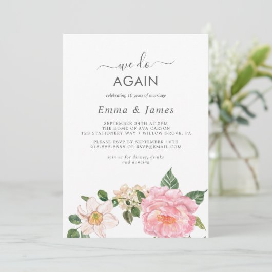 Rustic Earth Florals "We Do Again" Huwelijksbeloft Kaart (Staand voorkant)