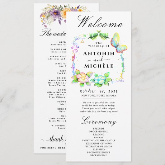 Rustic Earth Florals Wedding Programme Programmakaart (Voorkant / Achterkant)