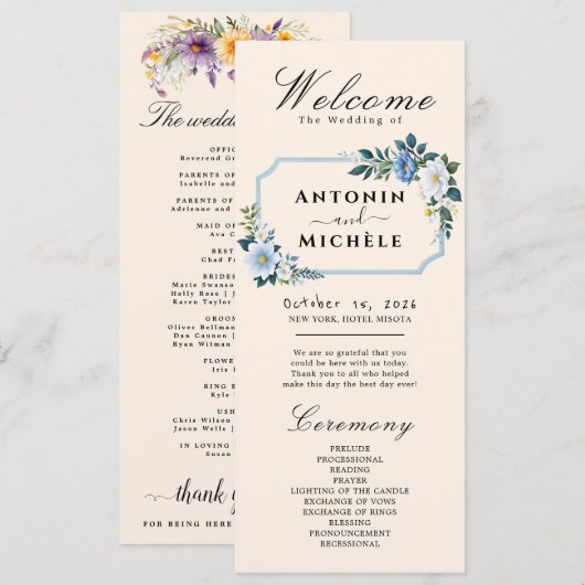 Rustic Earth Florals Wedding Programme Programmakaart (Voorkant / Achterkant)