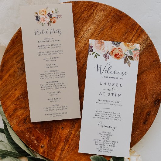 Rustic Earth Florals Wedding Programme Programmakaart