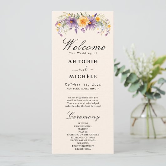 Rustic Earth Florals Wedding Programme Programmakaart (Staand voorkant)