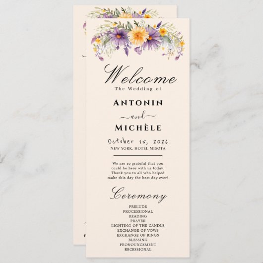 Rustic Earth Florals Wedding Programme Programmakaart (Voorkant / Achterkant)
