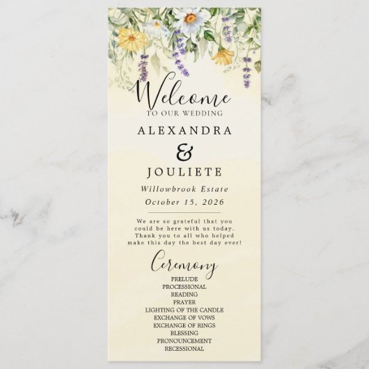 Rustic Earth Florals Wedding Programme Programmakaart (Voorkant)
