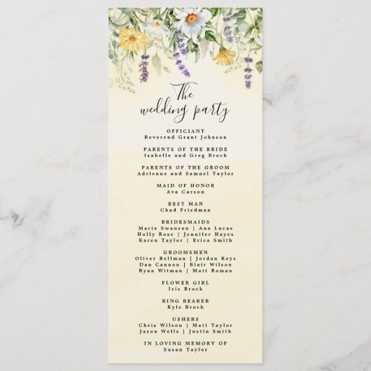 Rustic Earth Florals Wedding Programme Programmakaart (Achterkant)