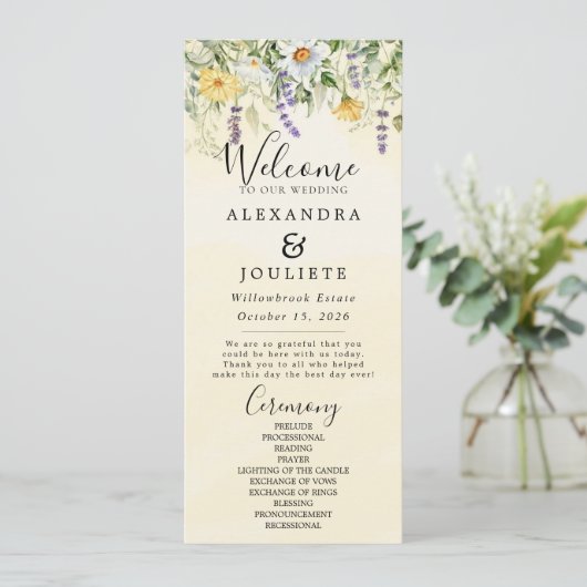 Rustic Earth Florals Wedding Programme Programmakaart (Staand voorkant)