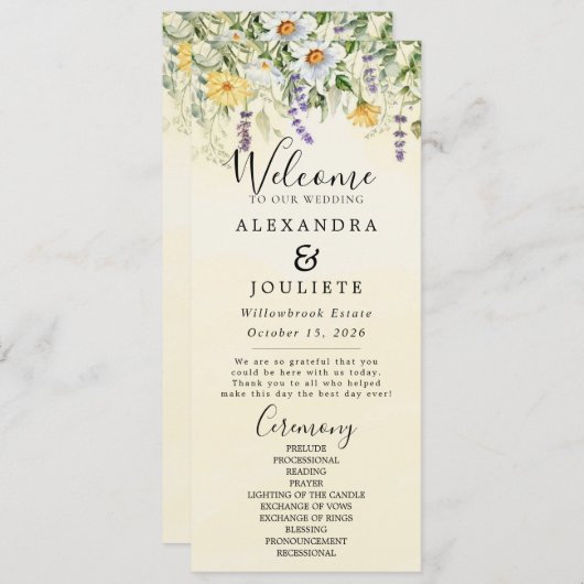 Rustic Earth Florals Wedding Programme Programmakaart (Voorkant / Achterkant)