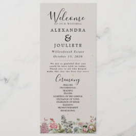 Rustic Earth Florals Wedding Programme Programmakaart