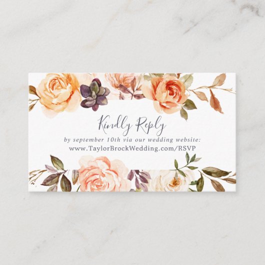Rustic Earth Florals Wedding Website RSVP Informatiekaartje (Voorkant)