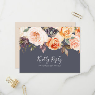 Rustic Earth   Paars menu Keuze RSVP-Briefkaart