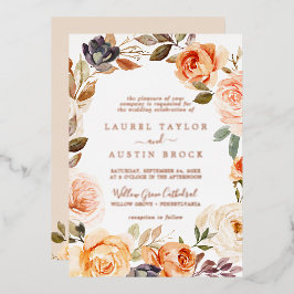 Rustic Earth | Rose Goud Folie All In One Trouwdag Uitnodiging