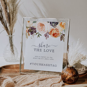 Rustic Earth Share the Love Wedding Hashtag Sign Poster