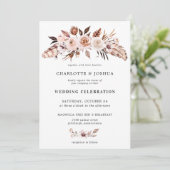Rustic Earth-Tone Boho Floral Photo Wedding Kaart (Staand voorkant)
