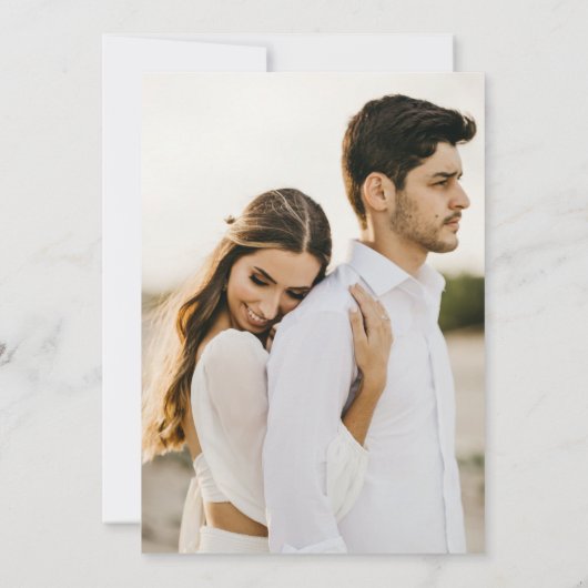 Rustic Earth-Tone Boho Floral Photo Wedding Kaart (Achterkant)