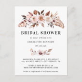 Rustic Earth-tone Boho Floral Vrijgezellenfeest Uitnodiging Briefkaart (Voorkant)