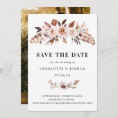 Rustic Earth-tone Boho Photo Save the Date Kaart (Voorkant / Achterkant)